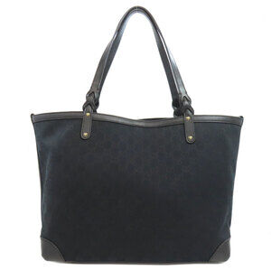 Gucci handle Canvas braided Tote Craft monogram bag GG leather Black